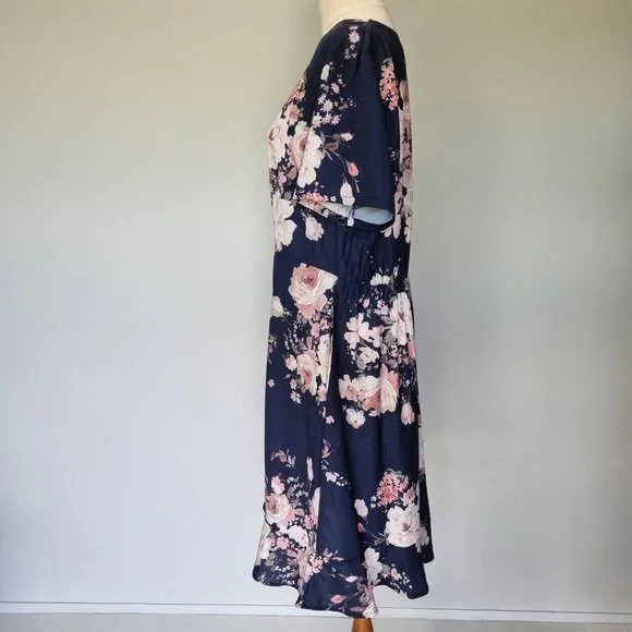 Lorraine Multicolour Floral Frill Hem A-Line Dress Size 16 - Picture 3 of 8